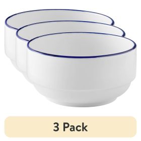 Blue Rim Stoneware (Option: Bowl 3 Pack)